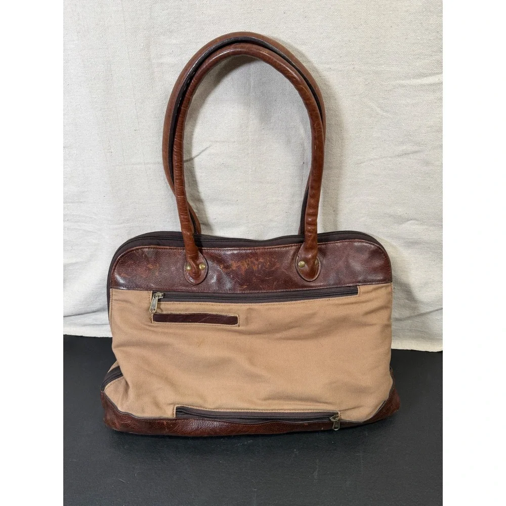 Duluth Trading Co Travel Bag Unisex Large Brown Vintage Canvas Leather Trolley